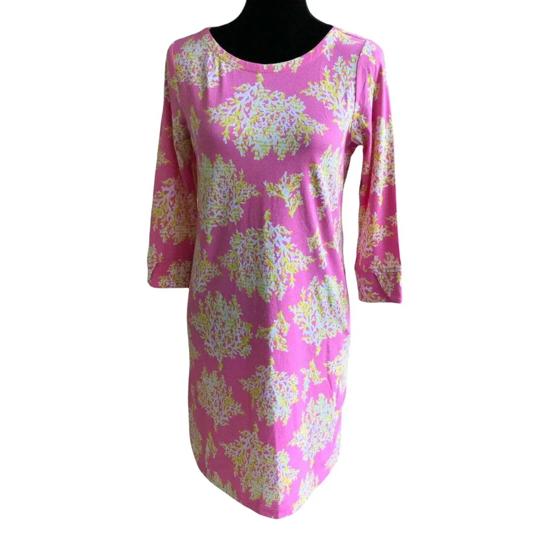 Crown & Ivy Pink Coral Print Dress‎ Lime NEW NWT Size XS Knit Preppy - Image 2