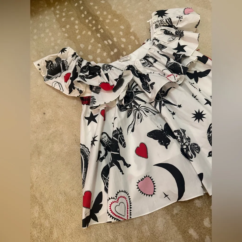 Alexander McQueen NWT Ruffled Trapeze Top in Cotton Poplin women’s size 10-12 - Image 4