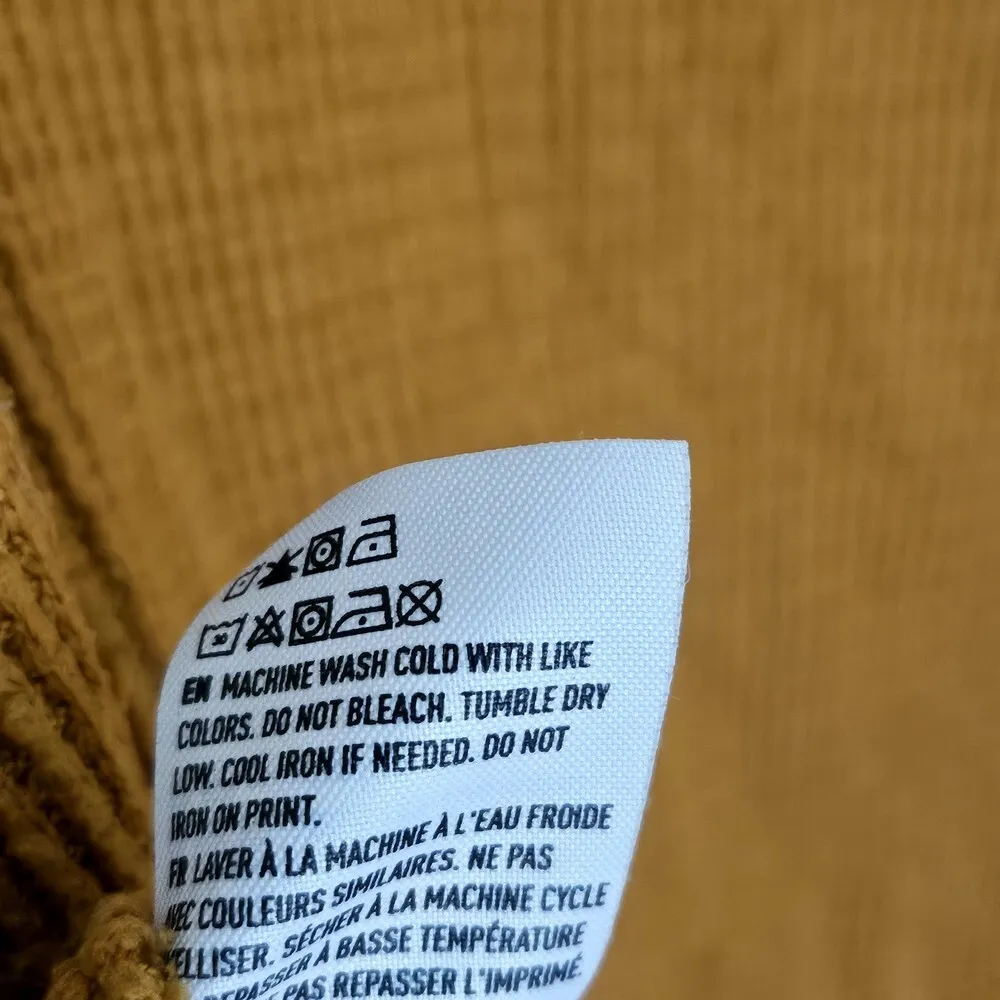 American Eagle Waffle Rib Knit Thermal Top Size S V-Neck Mustard Orange - Image 7