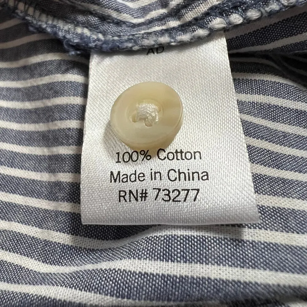Sonoma Women's Stripe Button Up Shirt Size Large Cotton Nautical Preppy Casual - Image 6