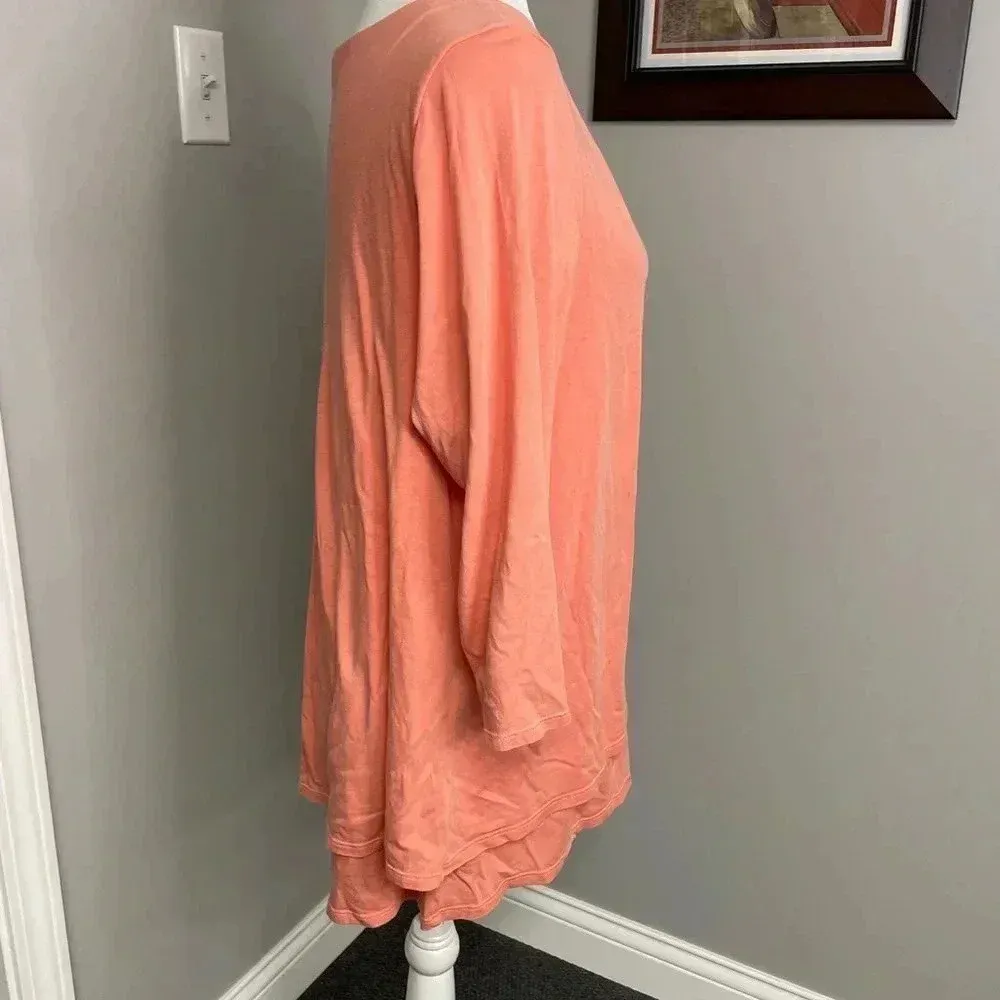 Pure Jill by J. Jill Modal Blend Elliptical Layered Scoop Neck Coralstone Blouse Orange Size XL - Image 2