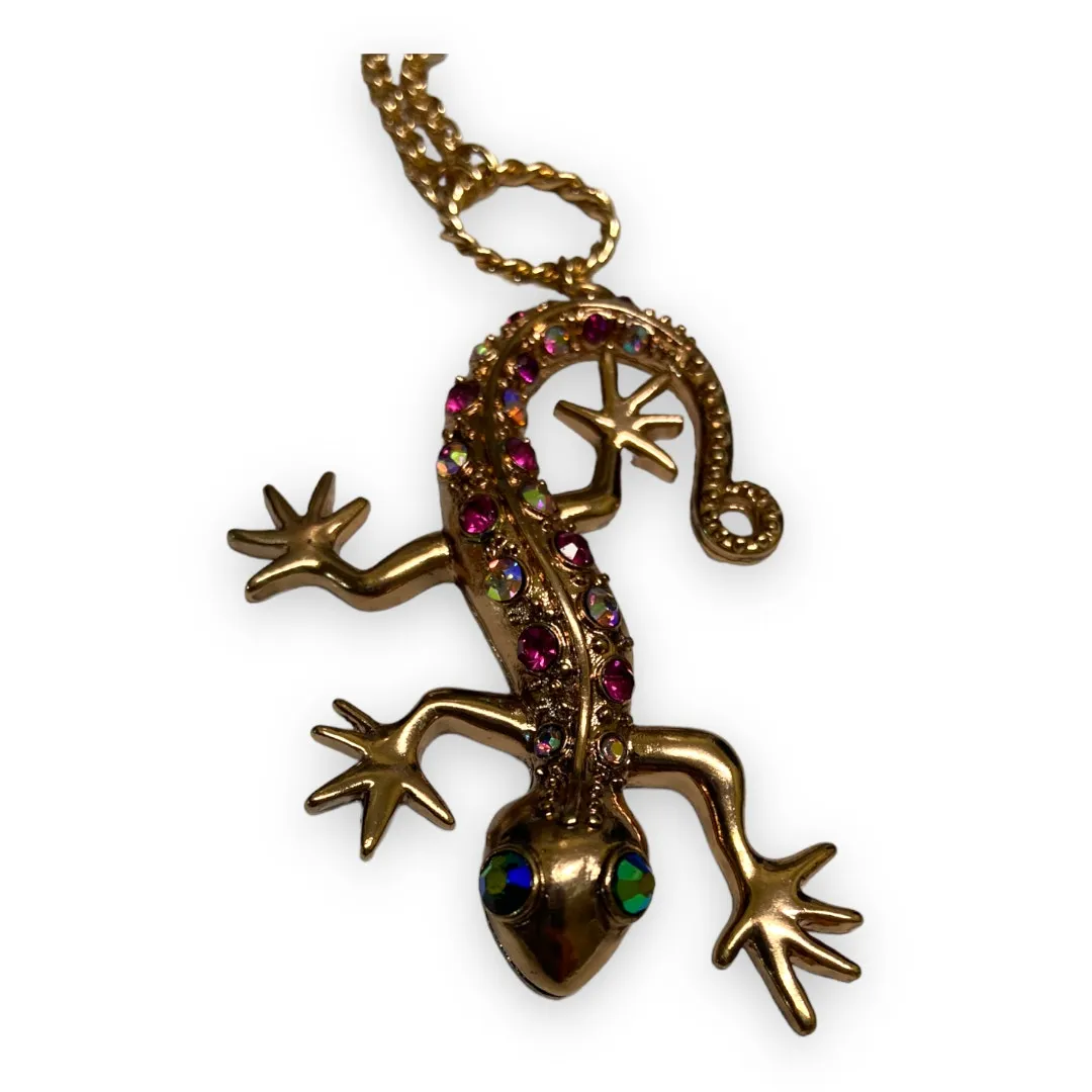 Betsey Johnson Rose Gold Tone Jeweled Gecko‎ Pendant Necklace - Image 5