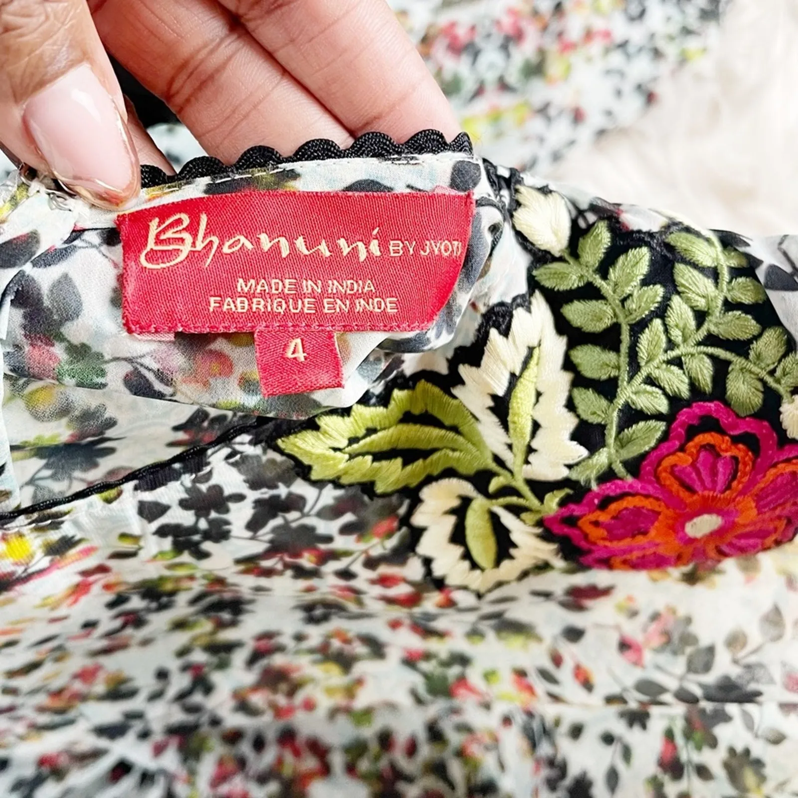 Anthropologie Bhanuni By Jyoti x Libra Women's Embroidered Tunic Dress Size 4‎ - Image 4