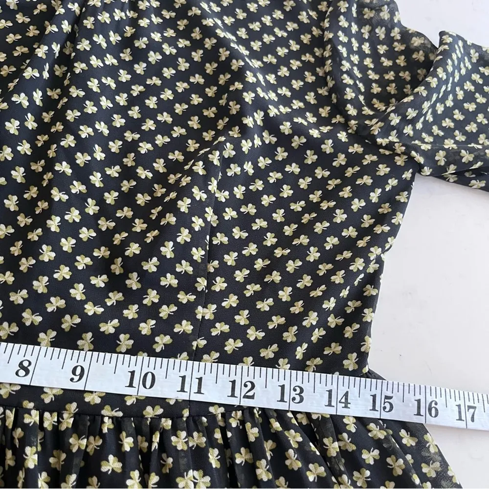 Orla Kiely RARE chiffon clover shamrock ditsy print midi dress size 6 - Image 10