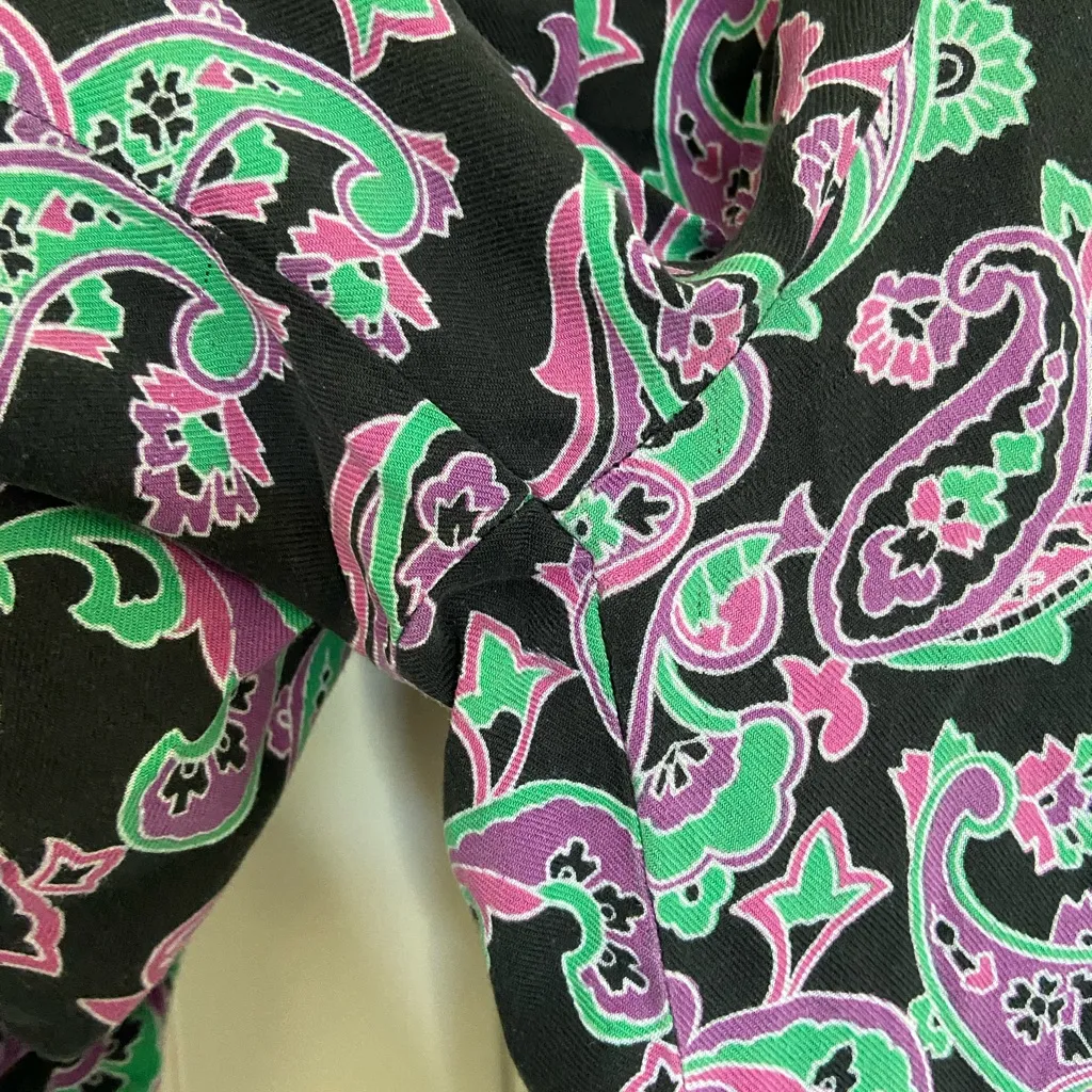 Women’s paisley multicolored lightweight thin pull‎ on comfy casual pants Purple - Image 3