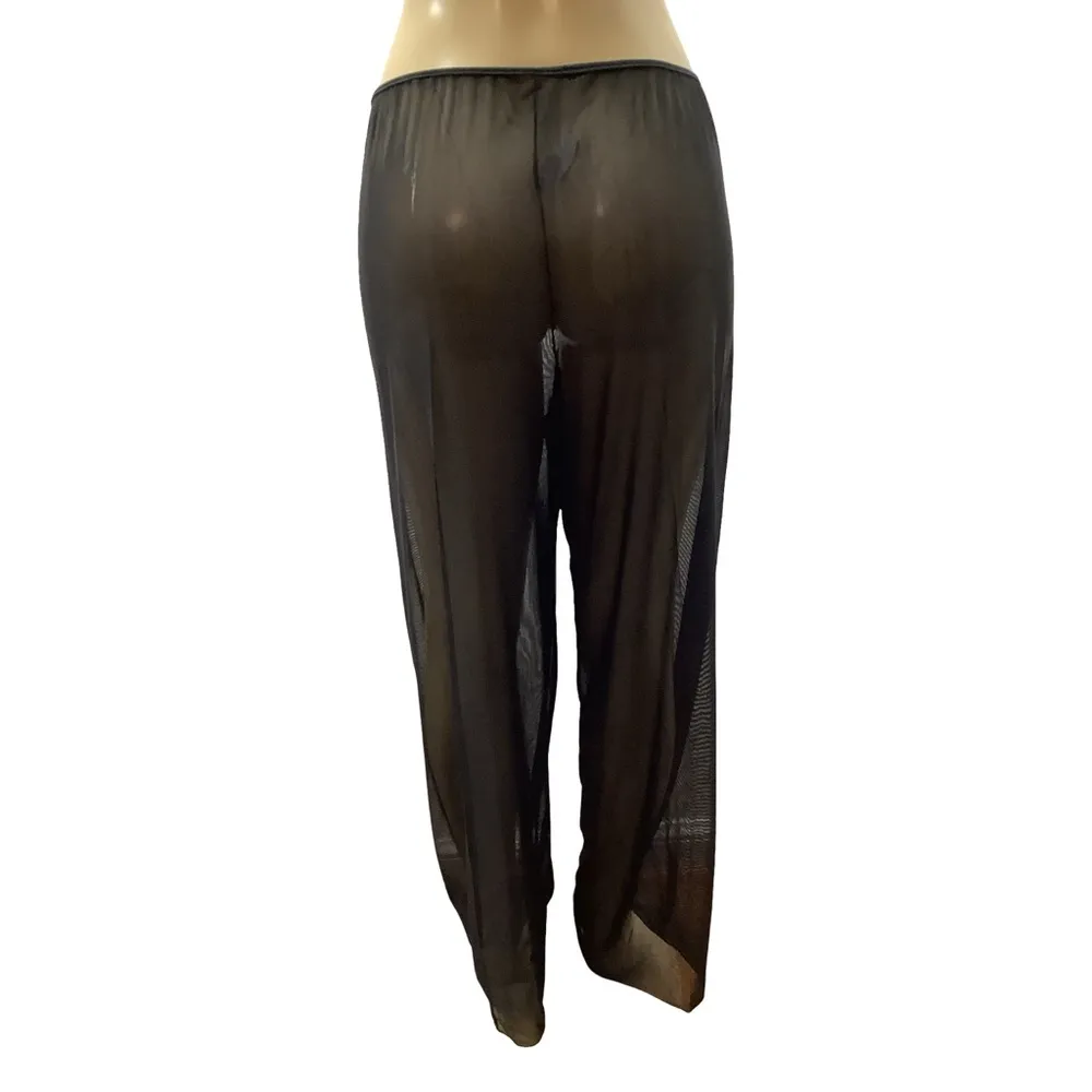 Zuliana Black Mesh Sheer Adjustable Waist Tie Pants, Made in USA. New With Tags. Size XL - Image 4