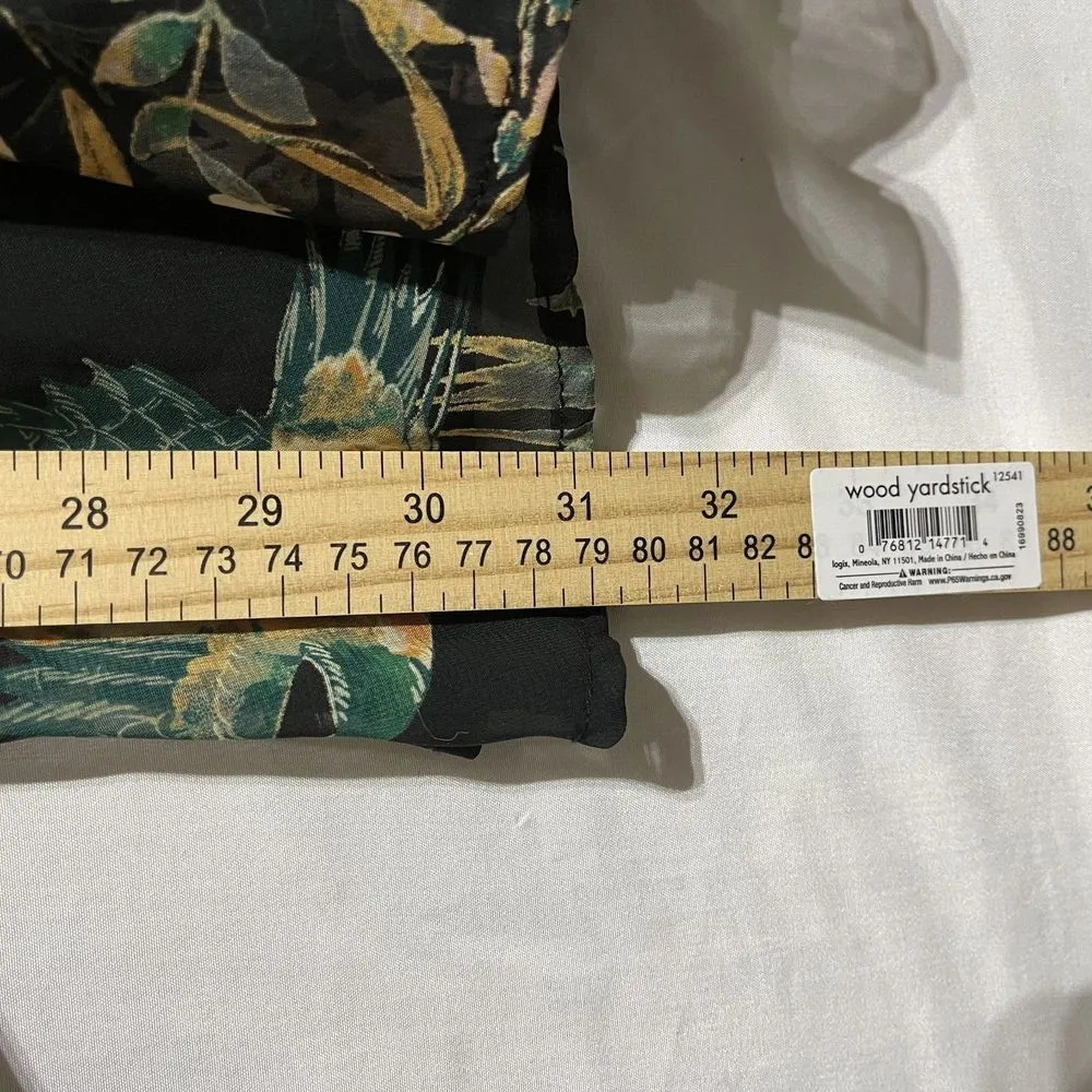 Final Touch Romper Women's Medium Black Floral‎ Sheer Surplice Neck Long Sleeve - Image 7