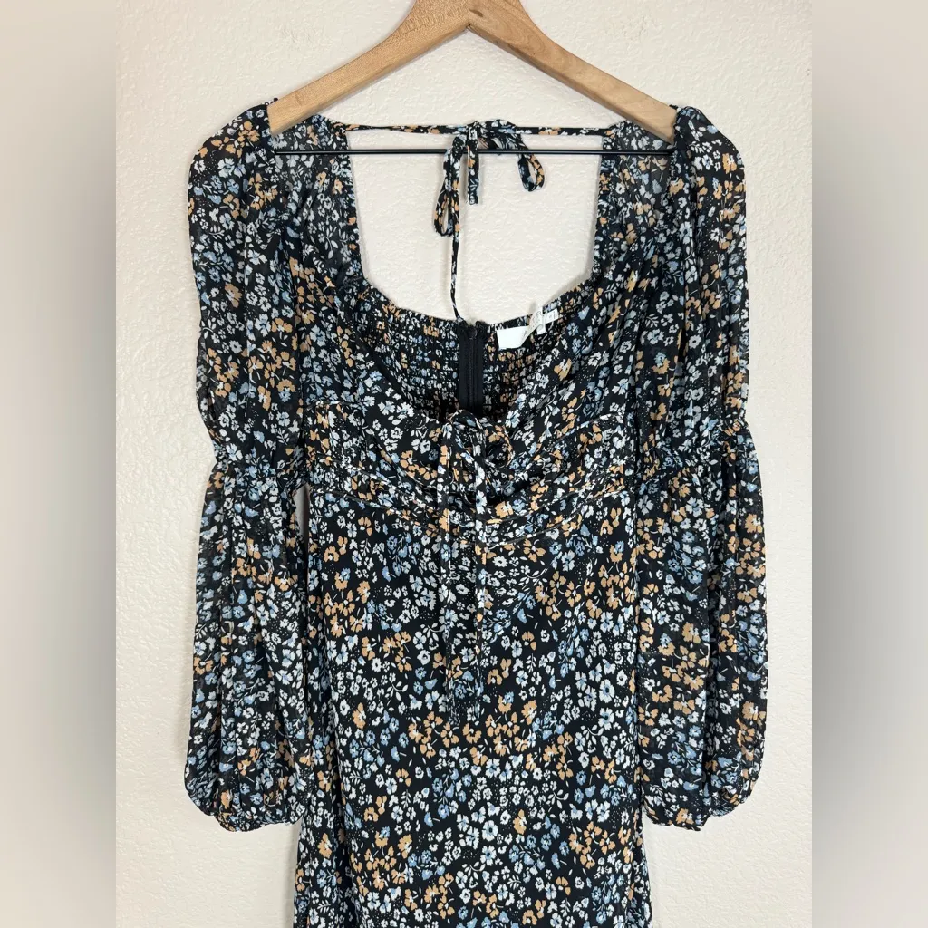 Astr The Label Salinas Black Floral Long Sleeve Midi Dress Small $139 - Image 7