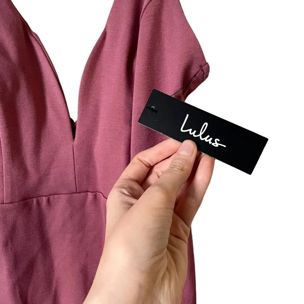 NWT Lulus pink deep vneck cocktail formal dress low back stunning short dress - Image 3