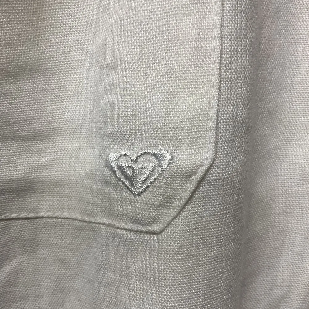 Roxy Women's Oceanside Board Riders‎ Beach Pants Size L Cream Beige Linen Blend - Image 14