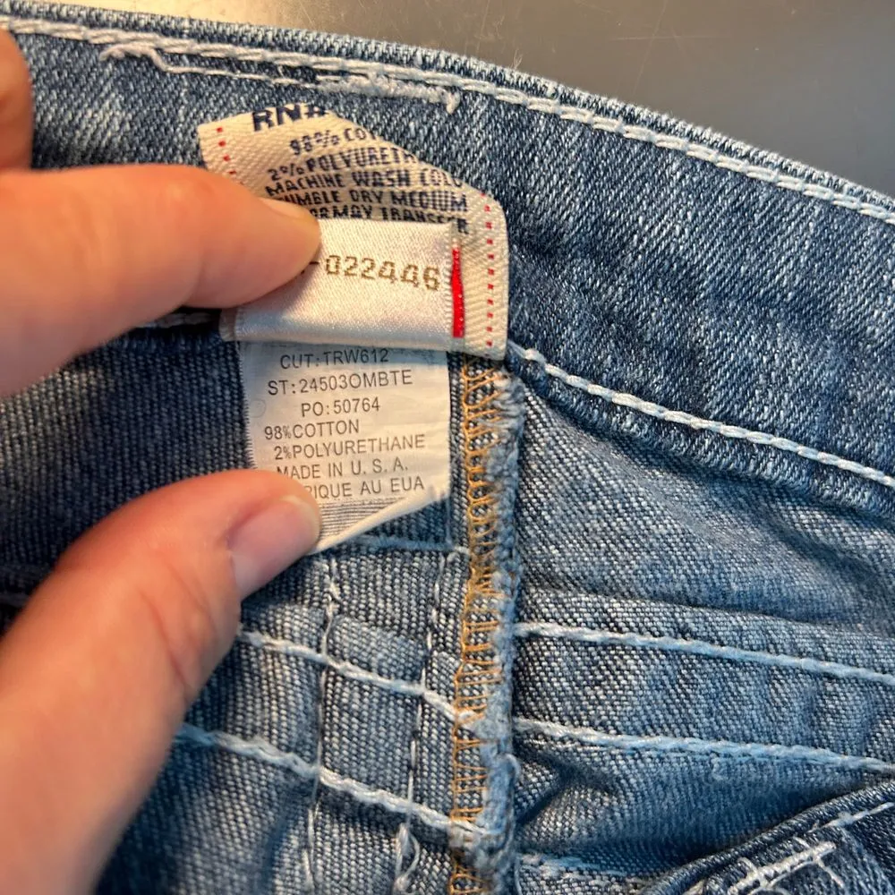 VTG True Religion Jeans Womens 26 White‎ Horseshoe Skinny Low Rise TRW612 - Image 9