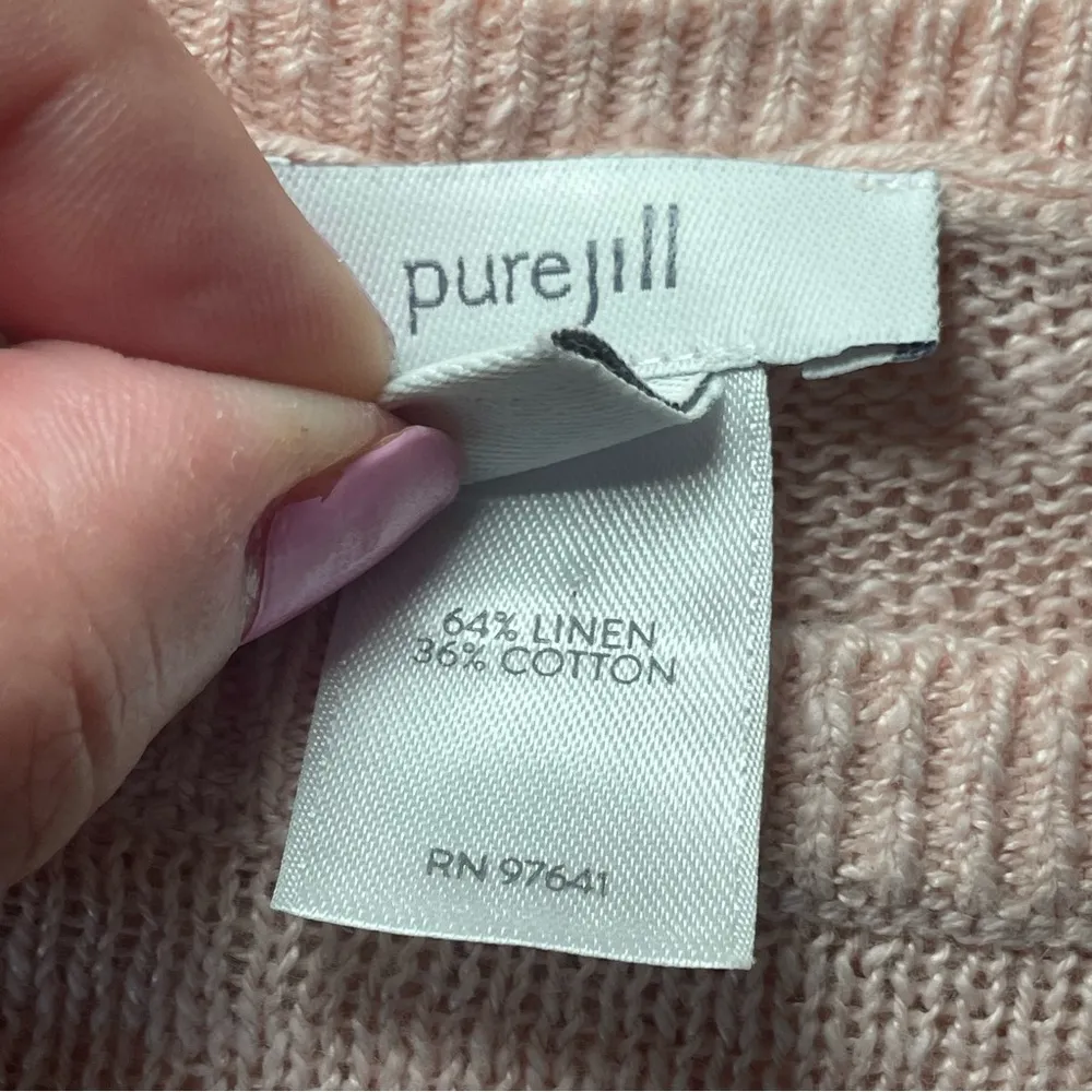 J.Jill Linen Cotton Short Sleeve Tunic Sweater Knit Top Blush Pink Coquette SM - Image 8