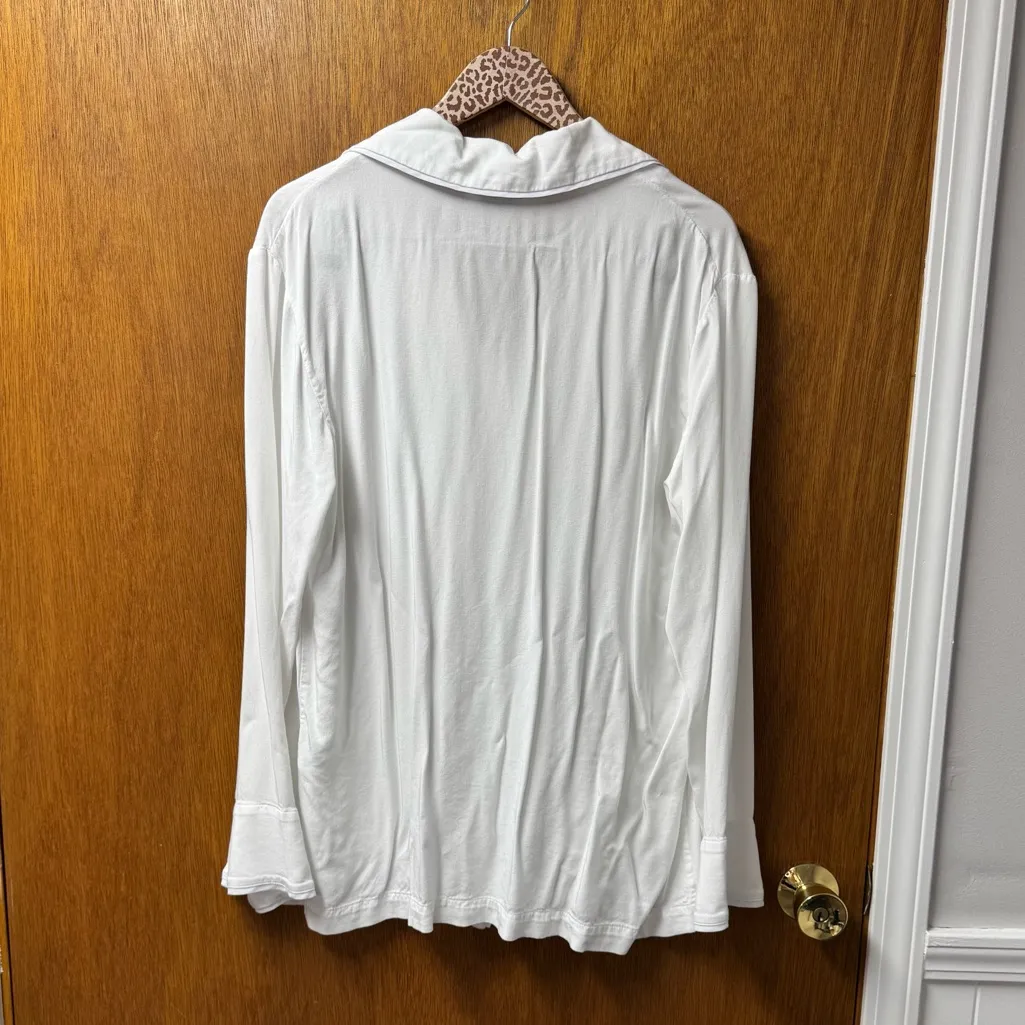 Sleeper Party Pajama Top Button Up Long Sleeve Blouse Sleepwear Bridal White XL - Image 11