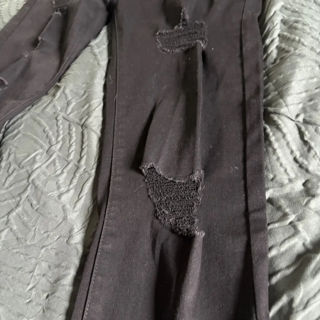 KanCan Jeans Women Sz 13/30 Black Distressed Denim Straight High Rise Jeans NWT - Image 2