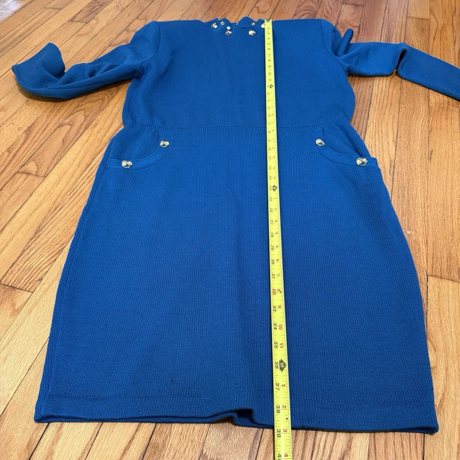 St. John Collection Turquoise Blue Santana Knit Long Sleeve Sweater Dress Size 8 - Image 5