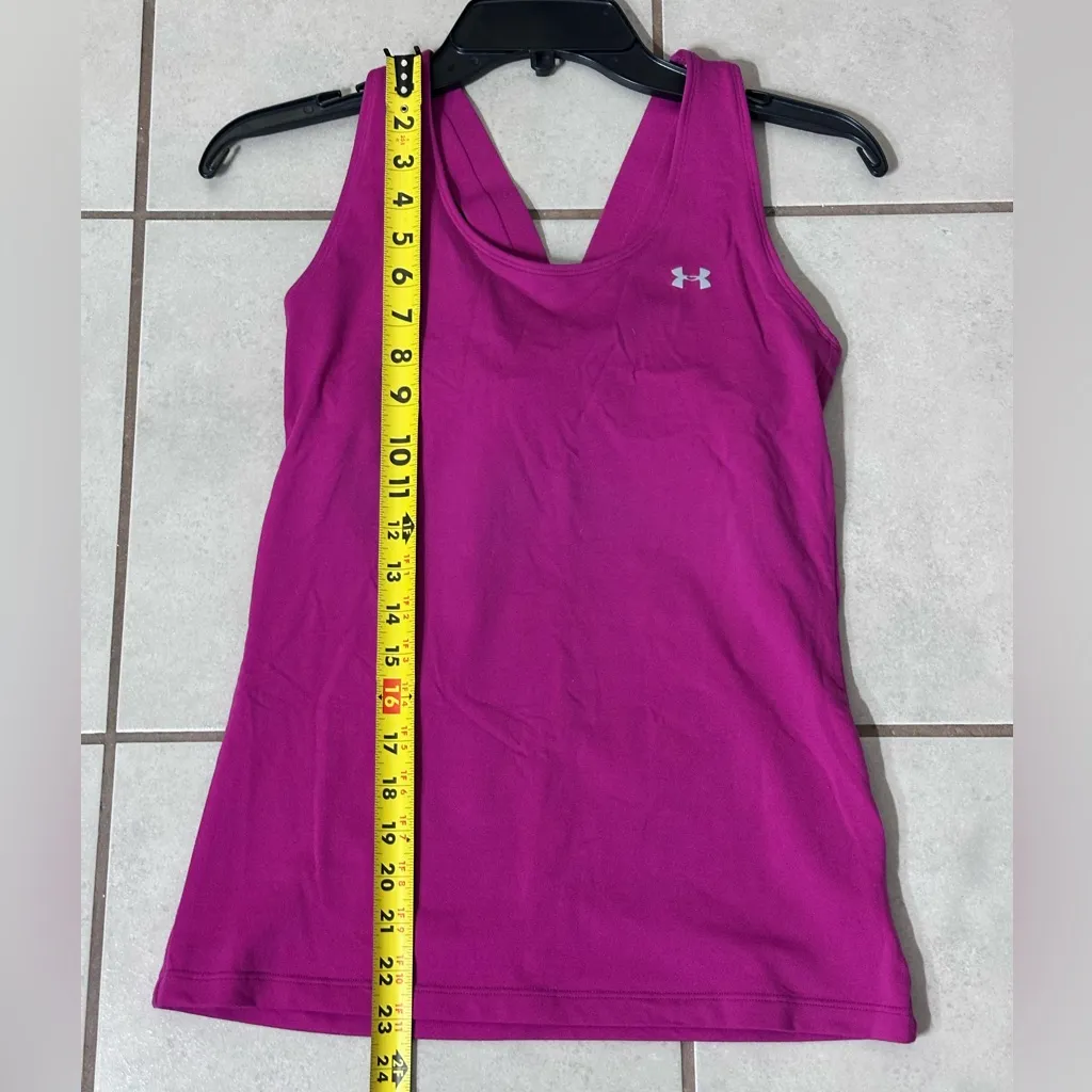 Under Armour Womens Racerback Tank Top Built in‎ Bra Purple Pink Heat Gear small - Image 7