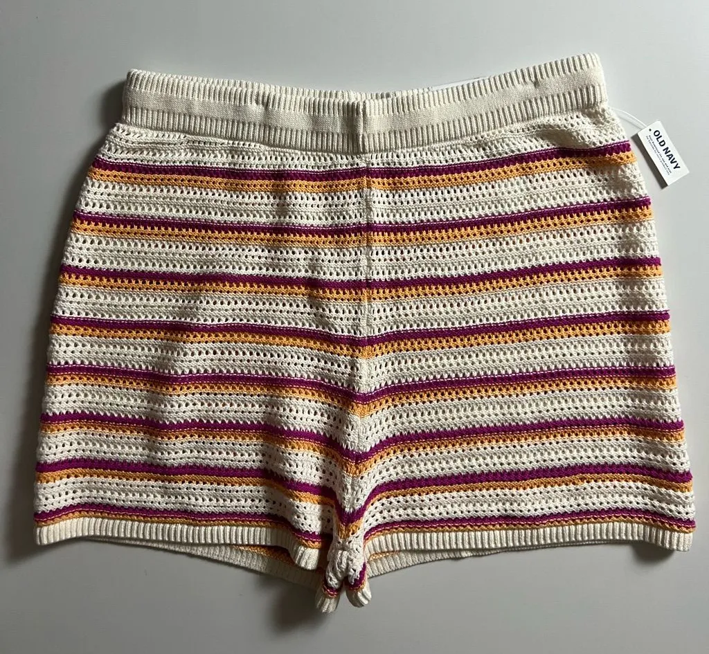 NWT Old Navy Crochet Swim Cover Up Shorts, Striped, Size 2X - Image 2