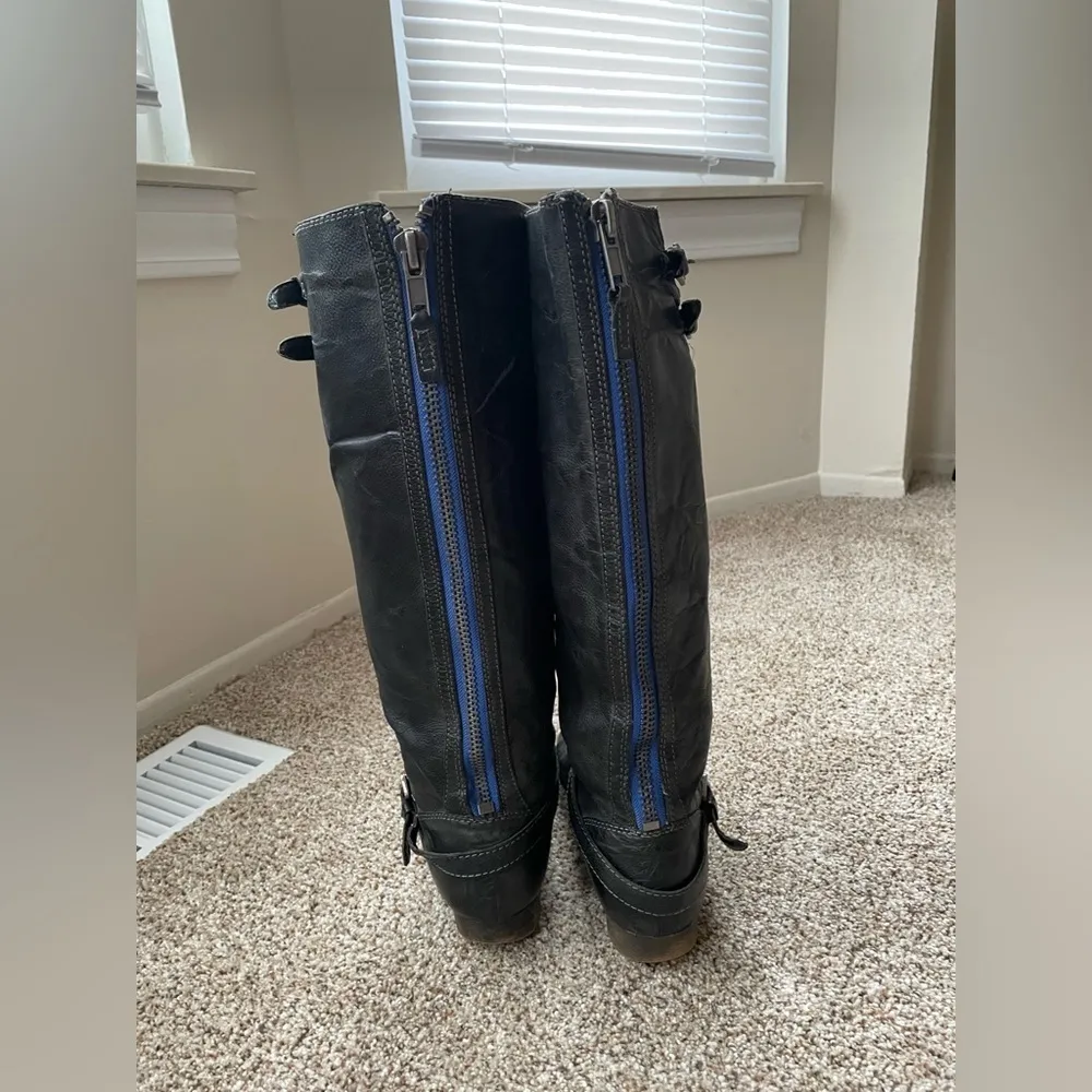 STEVE MADDEN P-Loops Knee High Boots Women’s Size  9 Leather Black Grey - Image 7