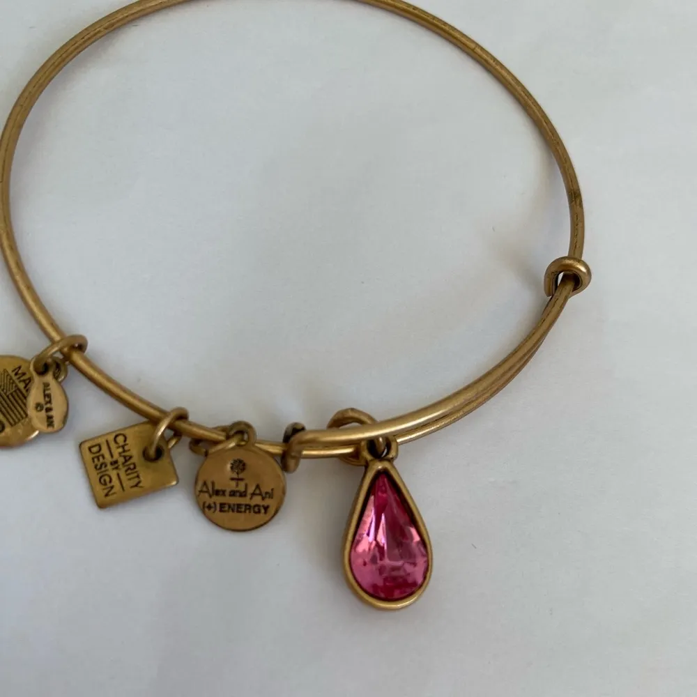Alex And Ani Gold Tone Pink Jewel Adjustable Bracelet - Image 6