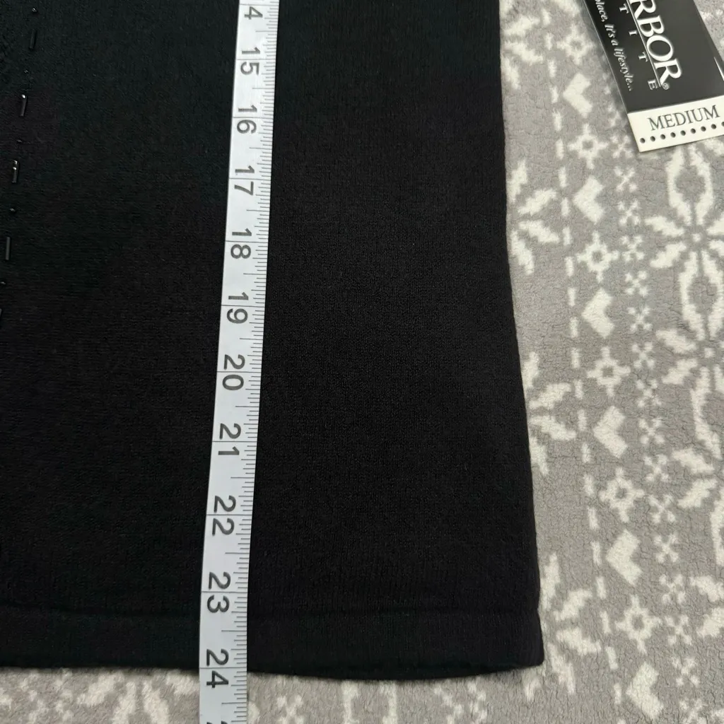 NWT Sag‎ Harbor Cardigan With Built In Tank With Beads Black Size Medium Petite - Image 9