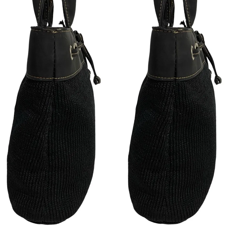 THE SAK Tote Bag Small Black Nylon Polyester Knit Open Top Double straps - Image 6