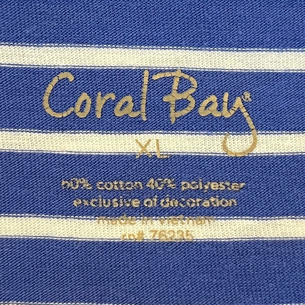 Coral Bay Nautical Theme Shirt Top Blue White Stripes Women’s Size XL - Image 5