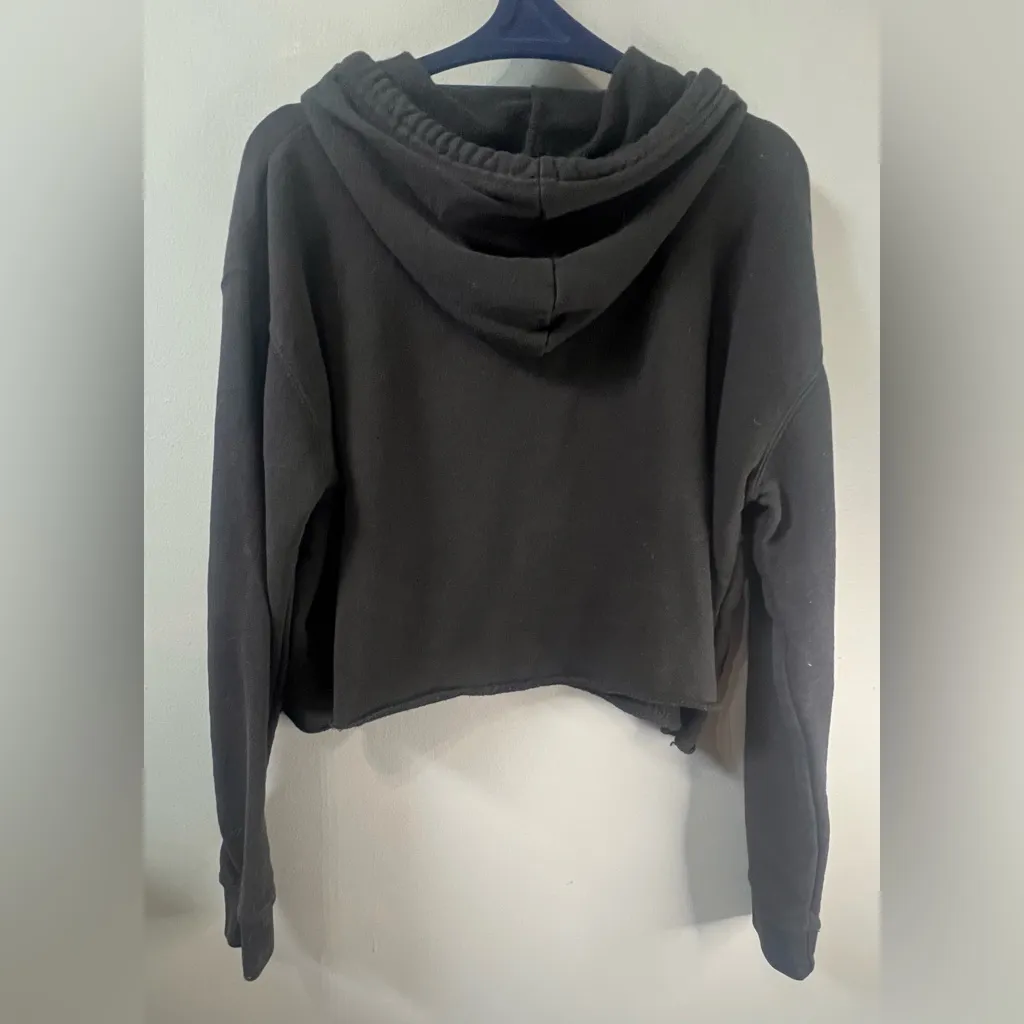 Wicked Black Graphic Cropped Hoodie Sz Medium - Image 3