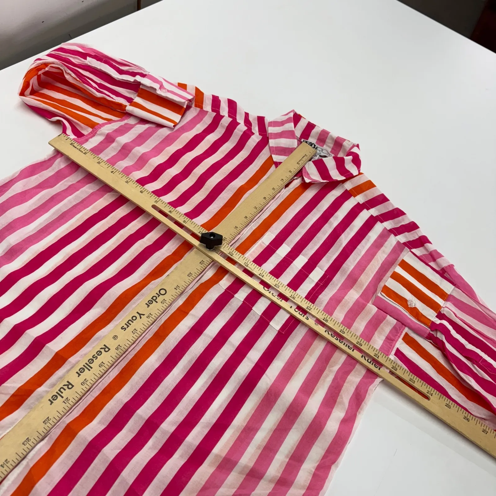 BEACH RIOT Shirt Womens Small Medium Pink Orange Alexa Stripe Button Down Swim - Image 9
