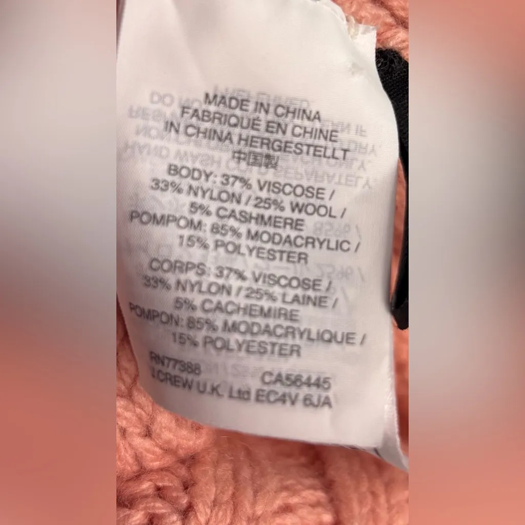 J. Crew Woman’s Ribbed Knit Pom-Pom Ski Hat in Peach - Image 7