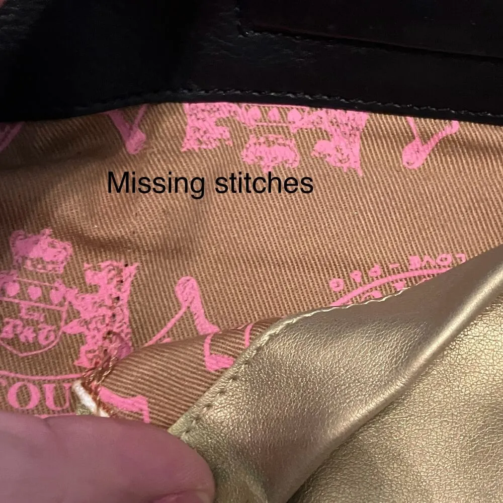 VTG Y2K Juicy Couture Purse Black Leather Studded Satchel Bikercore Grunge Goth - Image 14