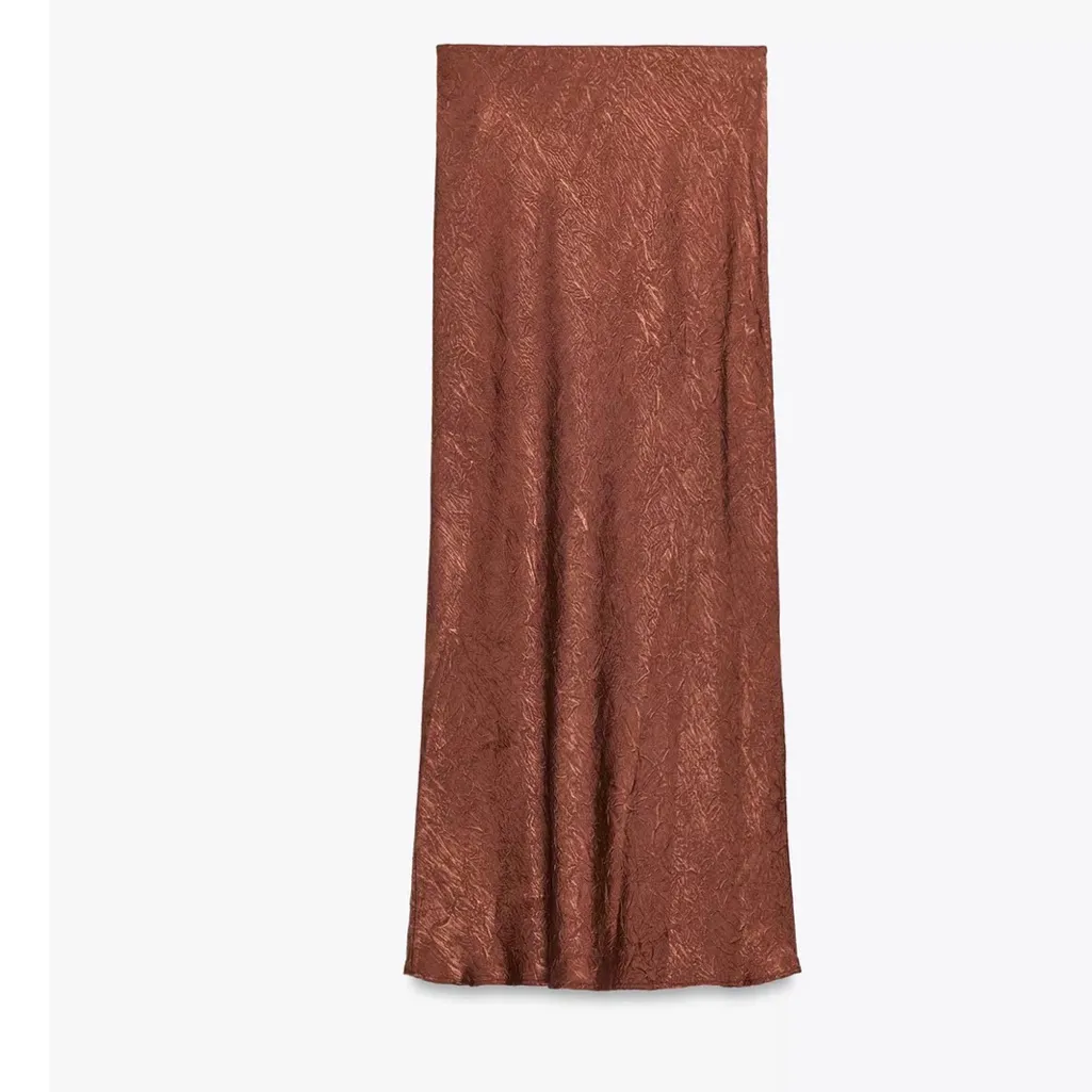 Zara NWT 2 piece matching co-ord SET textured burnt orange rust top & midi skirt - Image 15