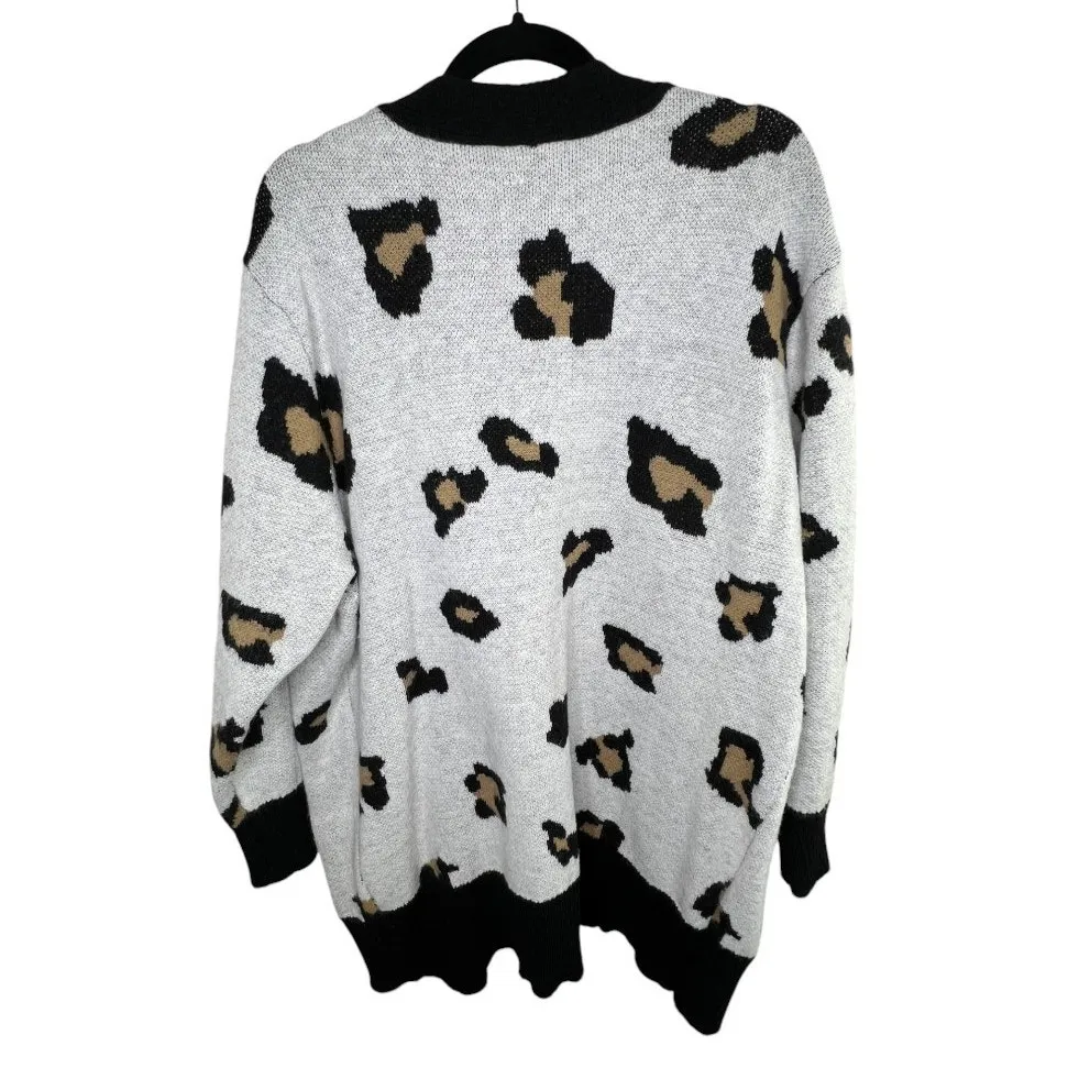 LuLaRoe Size 2XL Peyton Open Front Leopard Heavy Cardigan Sweater - Image 4