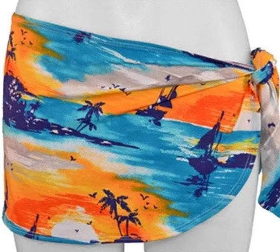Tequila Sunrise Island Wrapped Swim Skirt Coverup L NWT - Image 2