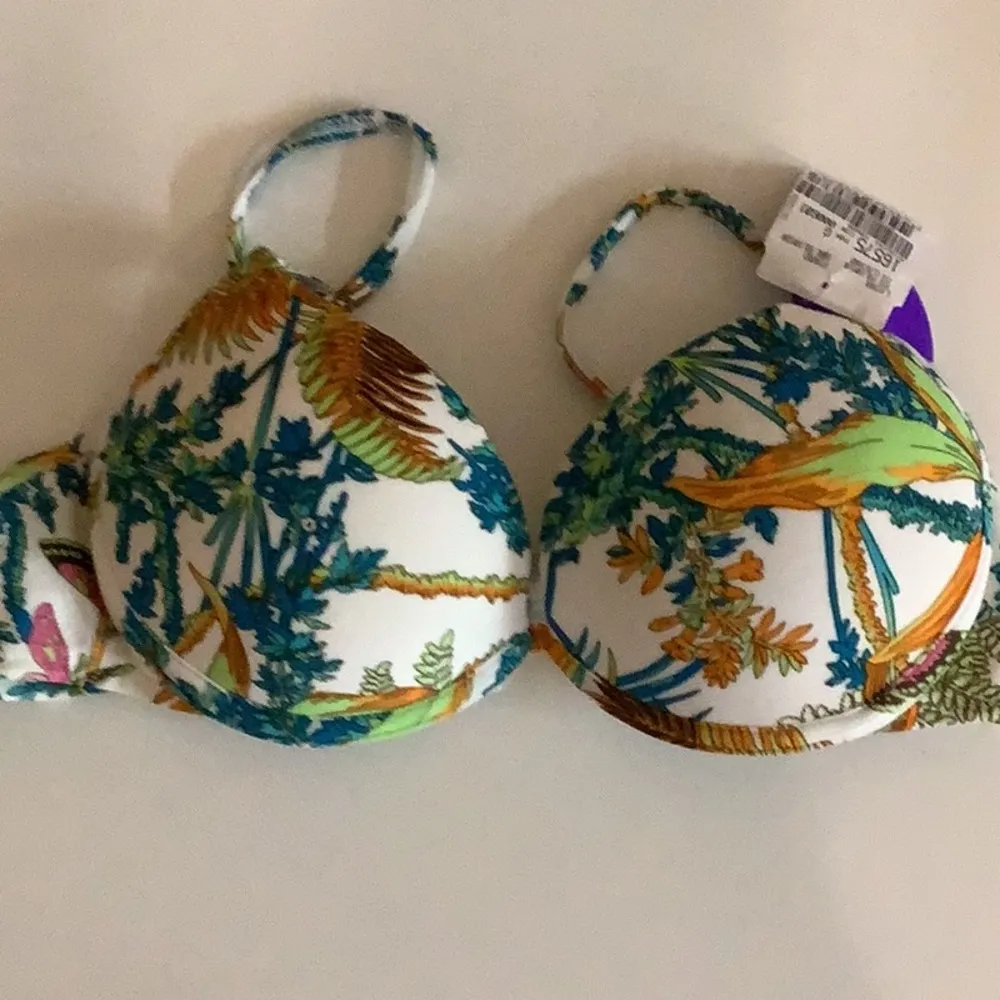 Recco Size Large Underwire Brazilian Floral Bikini Set. New with Tags. Blue - Image 2