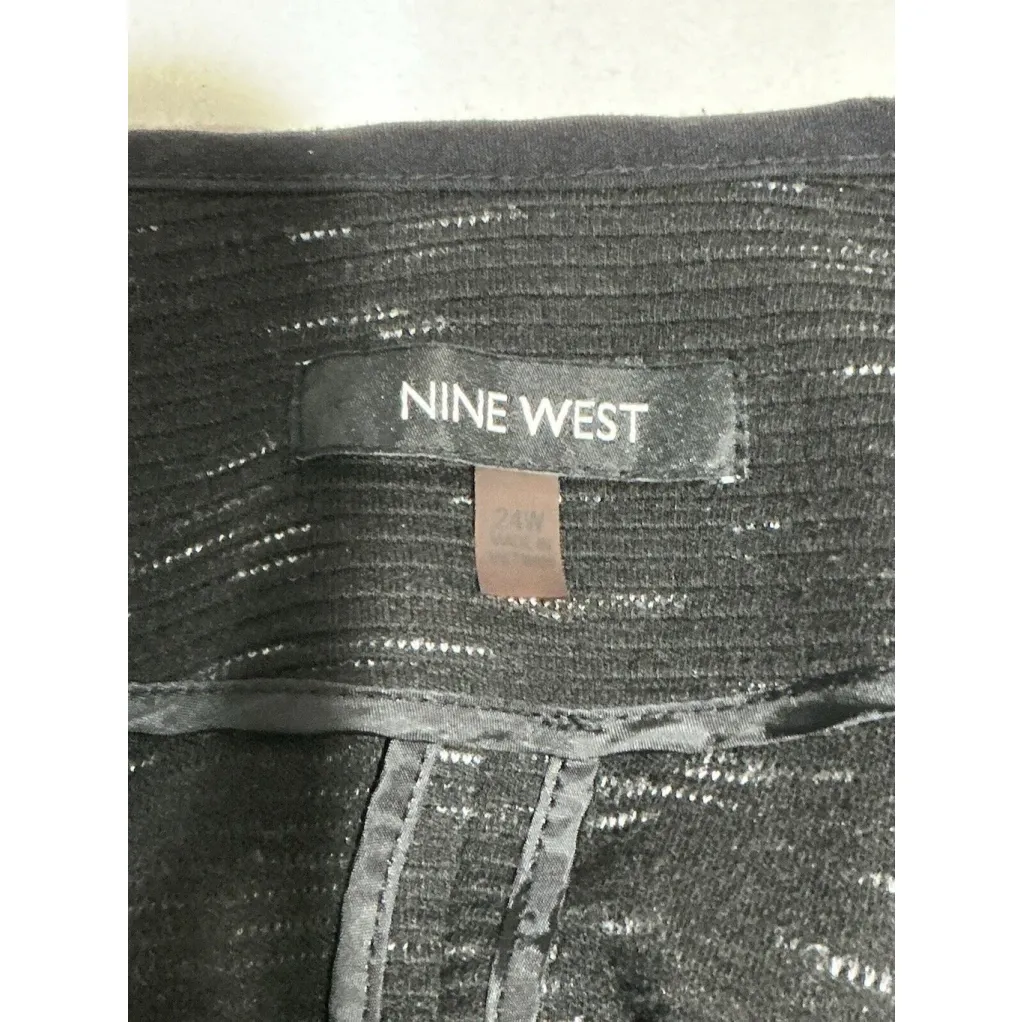 Womans Nine West Open Front Padded Shoulder Black 24w Ribbed Material Jacket - Image 3