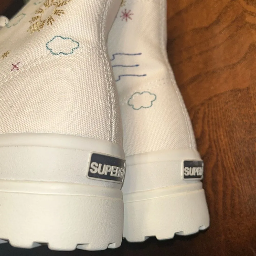 Superga White & Blue  Embroidered Accent Alpina Plao Hightop Sneakers.(Size 7.5) - Image 12