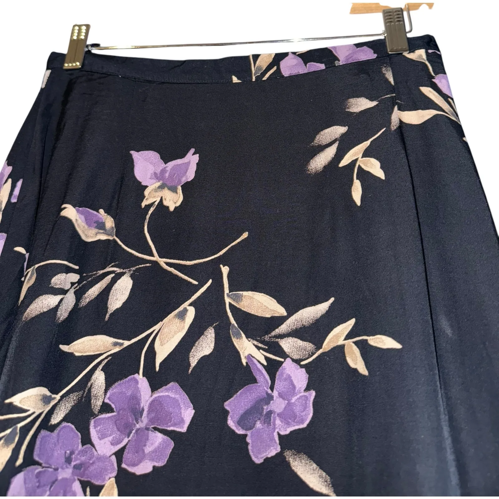 Vintage Y2K Dress Barn Floral Midi Skirt Women's Size 8 Fairy Dark Romantic 90s - Image 3
