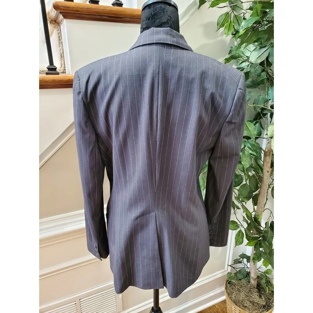 Norma Kamali Gray Polyester Single Breasted Three Buttons Fitted Blazer 12 - Image 6