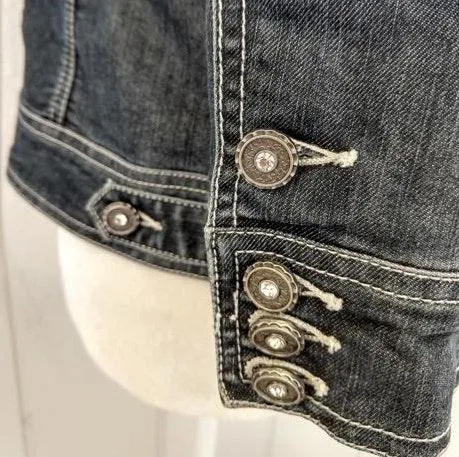 Platinum Rhinestone Jean Jacket - Image 4
