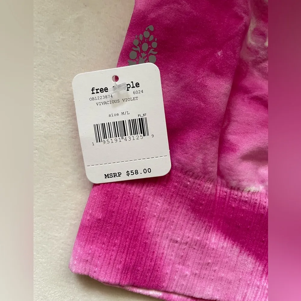 NWT Free People Movement Good Karma Bra crop Top Pink Tie Dye Size M/L - Image 7