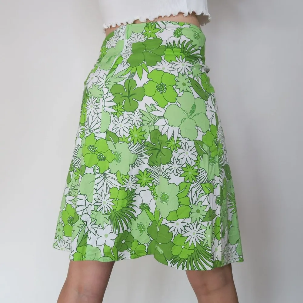 Vintage Y2K Harley Rose Green Floral Skirt Size L - Image 2