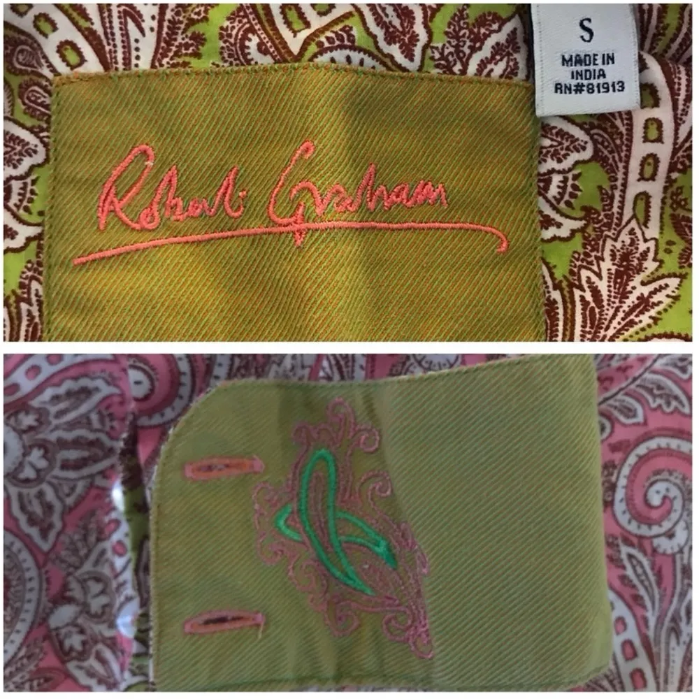 Robert Graham Shirt Size Small Pink Paisley Cowgirl Long Sleeve Blouse Top Rodeo - Image 8