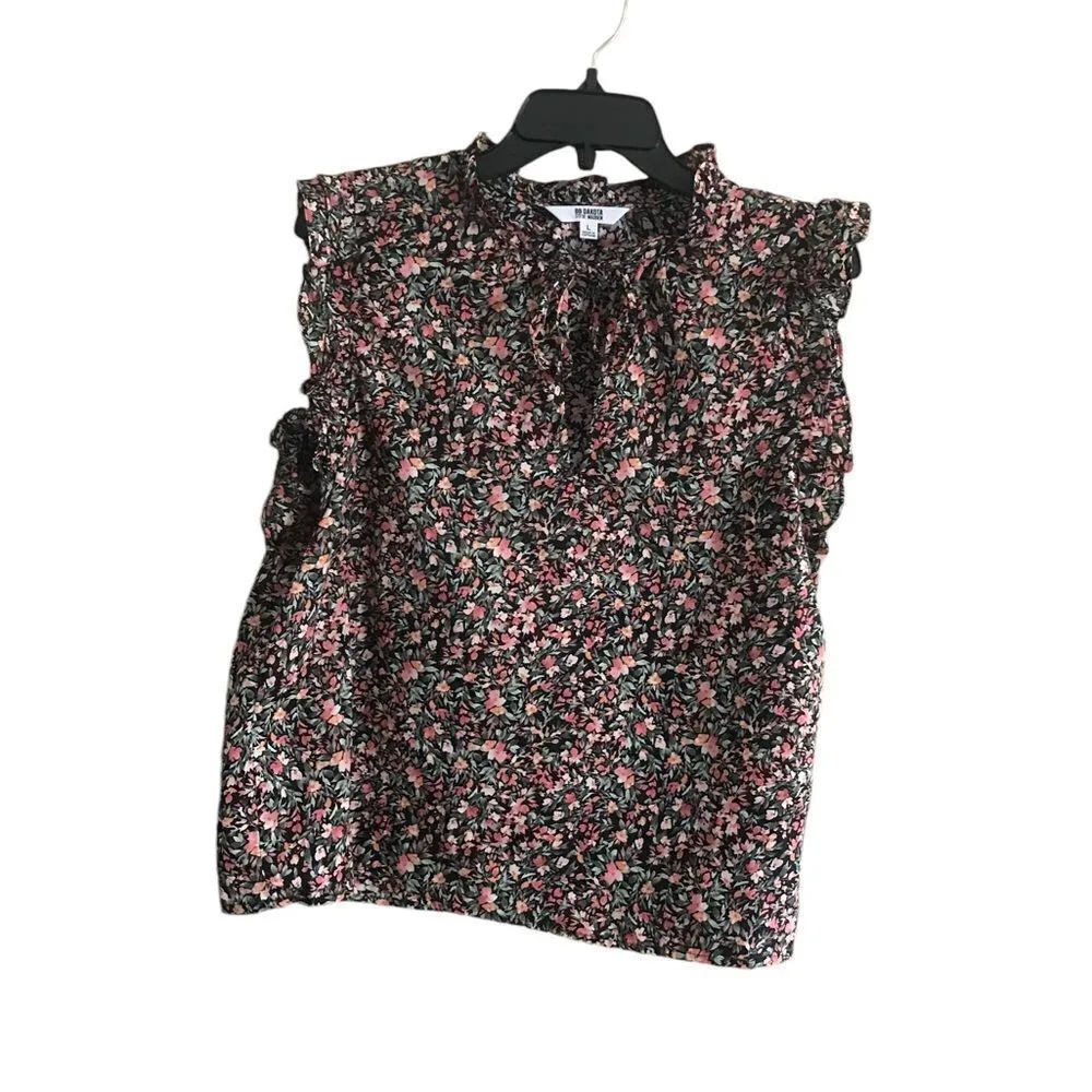 BB Dakota Steve Madden Black Floral Blouse Large - Image 7