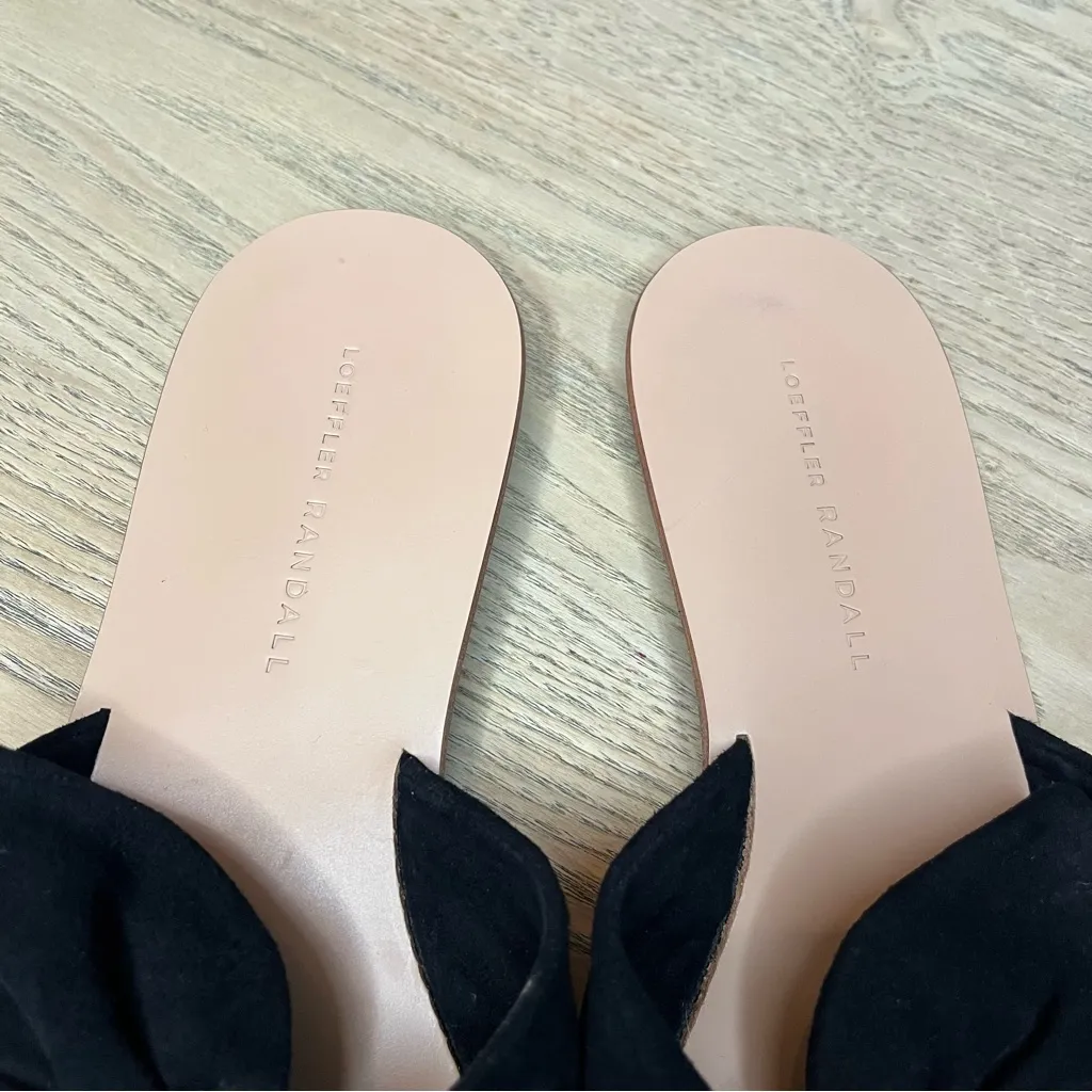 Loeffler Randall Phoebe Knitted Suede Black Bow Slide Sandals Women’s Size 8.5 - Image 3