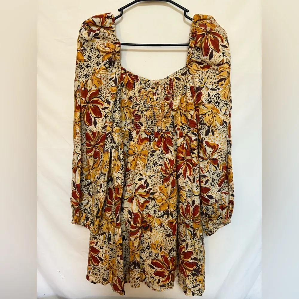NWT & Other Stories mini smock dress w/ volume sleeves in autumnal floral Size 4 - Image 3
