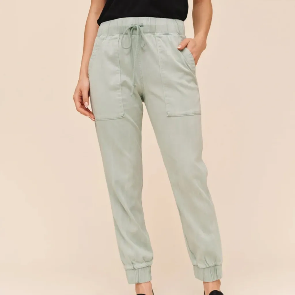 NWT Bella Dahl Green Cotton Blend Pocket Jogger Large Everyday Casual Staple - Image 2