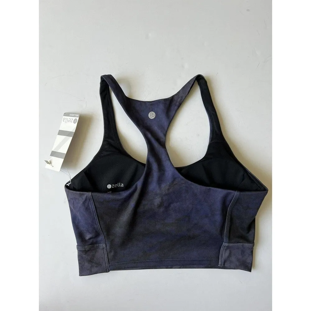 Zella Renew Print Longline Sports Bra XS Blue Marbled Print - Image 3