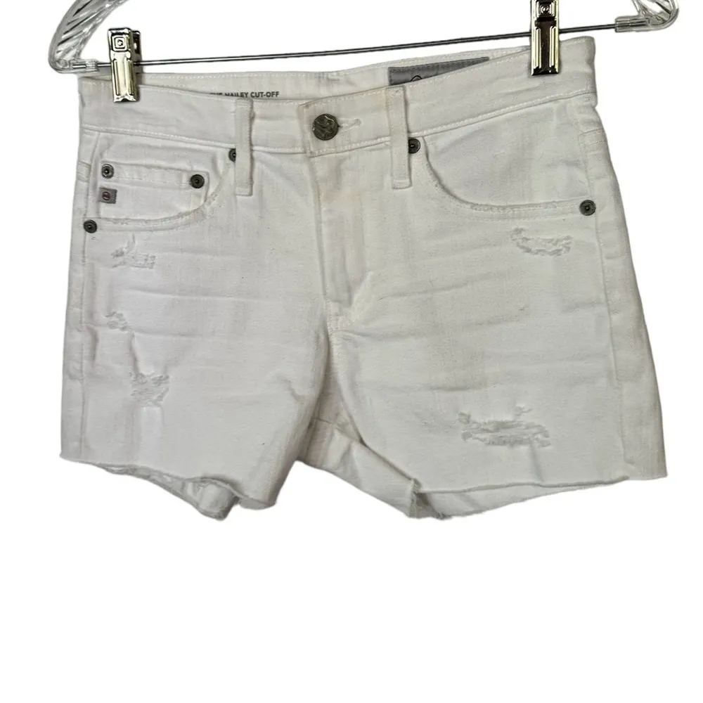 AG Adriano Goldschmied Hailey Cutoff Ex-Boyfriend White Denim Jean Shorts 23 NWT - Image 2
