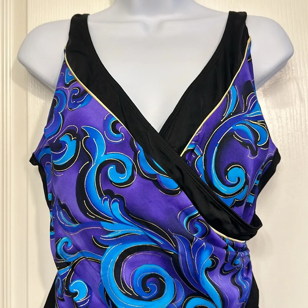 Vintage Plus Size Robby Len Purple Blue Black V - Image 4