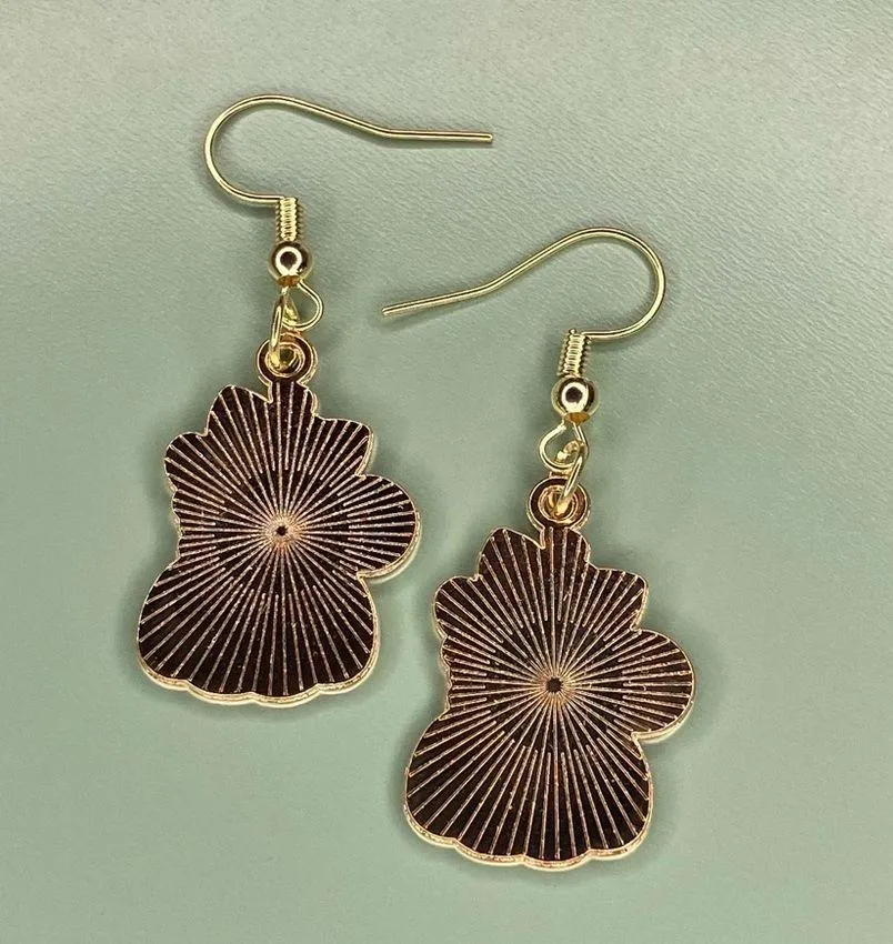 Cute Halloween Cat in a Pumpkin Full of Candy Earrings Orange - Image 2